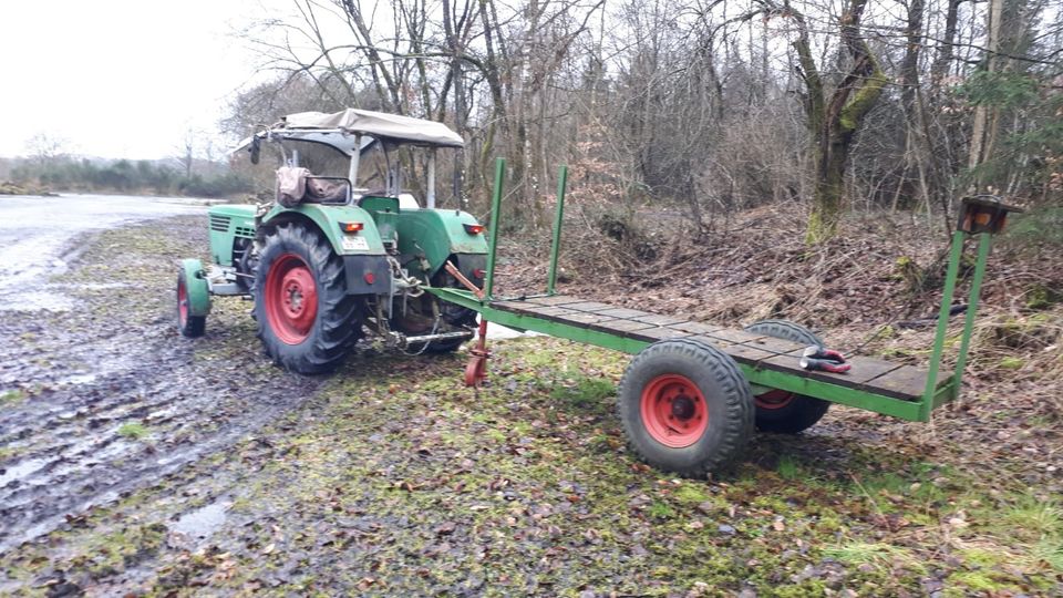 Deutz 5006 Traktor Anhänger Spalter Krahn in Urbach Westerw