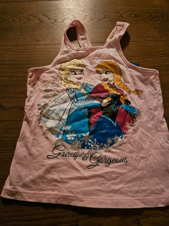 Anna Elsa Frozen Tank Top Shirt mit Glitzer Gr. 116 Sehr gut erh. in Neckargemünd