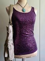 lila Pailletten Top Glitzer Oberteil y2k Retro Vintage Trägertop Brandenburg - Panketal Vorschau
