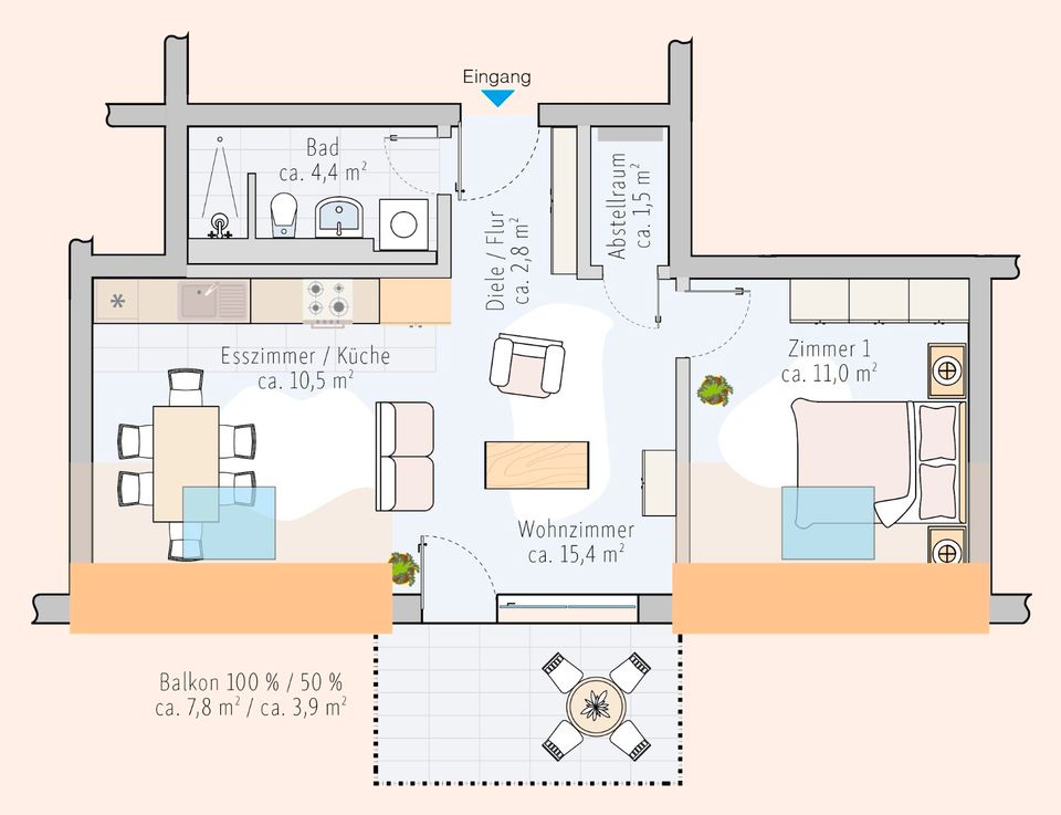 Moderne 2-Zimmer-Wohnung im 2. OG (Neubau) in Freinsheim