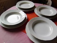 4x Vintage Gedeck - Speiseteller + flache Teller weiß Retro Antik Baden-Württemberg - Tamm Vorschau