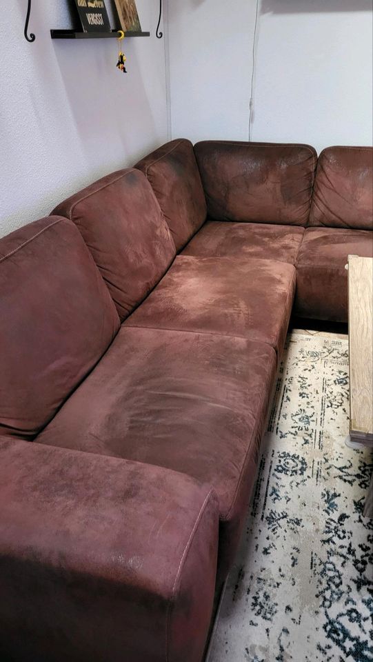 Couch Sitzecke Sofa Sitzgarnitur braun antiklook Lederoptik used in Wuppertal