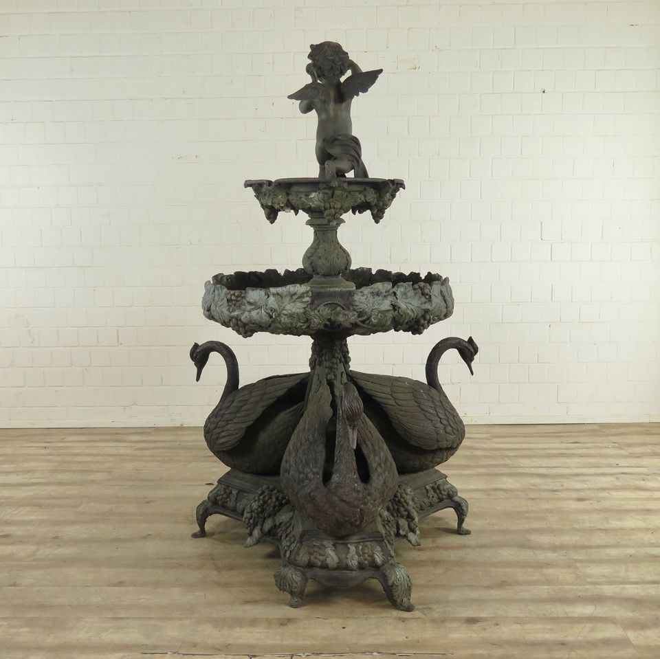 17802 Brunnen Wasserspeier Engel mit Schwänen Bronze 2,00 m in Nordhorn