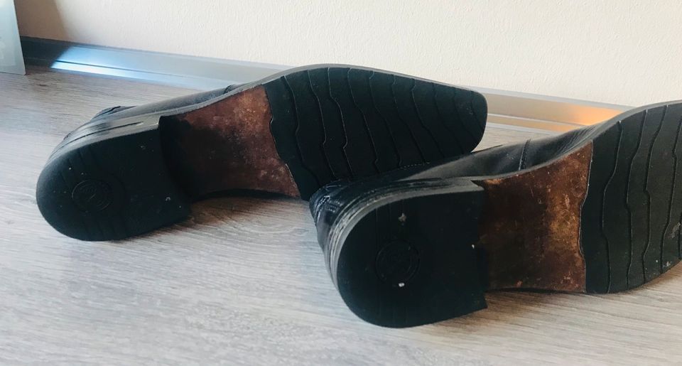 Vera Cuoio Herren Schuhe schwarz reinschlüpfen Leder Muster in Brühl