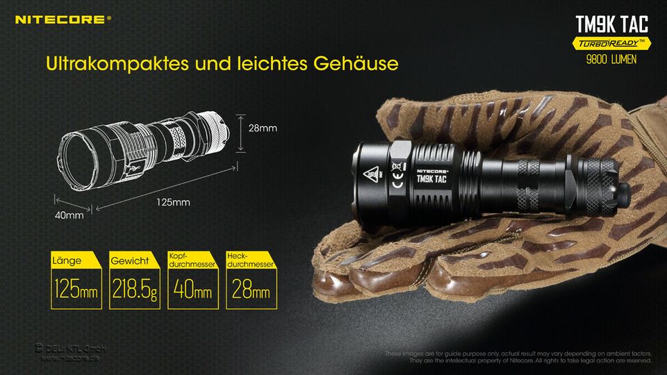 Nitcore   TM9K Tac Taktische LED  Taschenlampe Ultrahell 9800 Lum in Bischoffen