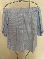 Lumina Italy Bluse Off Shoulder blau weiß Baumwolle One Size Bayern - Schwarzenbruck Vorschau