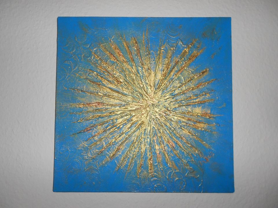 Acryl Bild Abstrakt handgemalt Gemälde Kunst Unikat 40x40cm gold in Hamburg