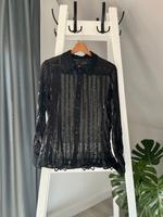 Amisu Pailetten Glitzer Chiffon Bluse langärmlig schwarz Gr. XS Bayern - Helmbrechts Vorschau