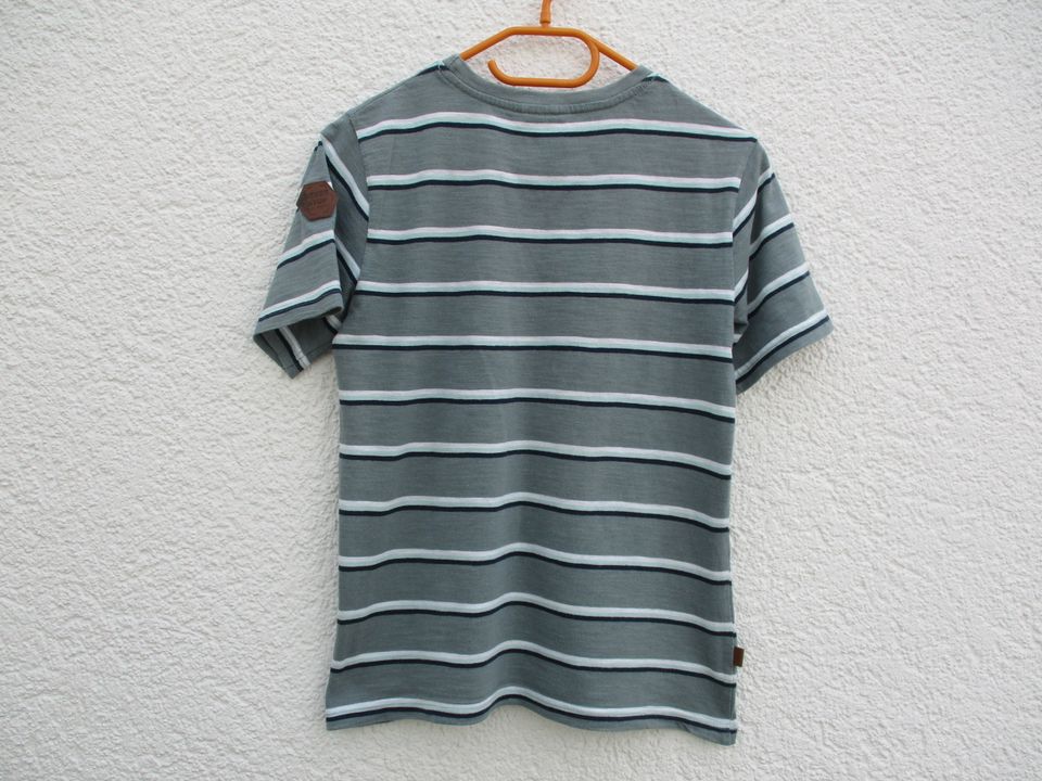 YIGGA T-Shirt grau weiß blau gestreift Junge 134 140 in Ravensburg