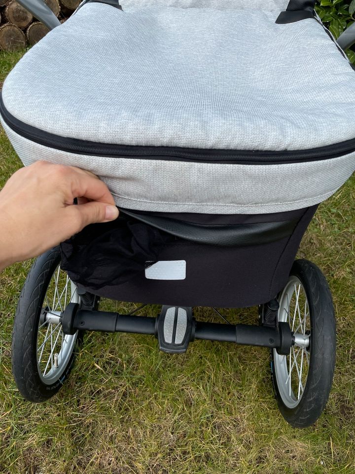 JEDO LOTTE DÄNISCHER KINDERWAGEN XXL WANNE SITZKISSEN GRAU NEUW in Dresden