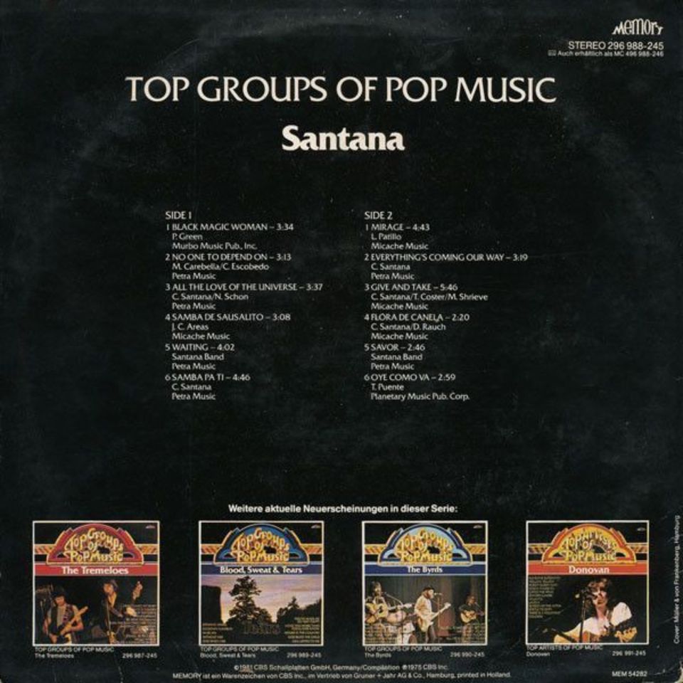 Santana – Top Groups Of Pop Music: Santana Vinyl / LP in Samtens