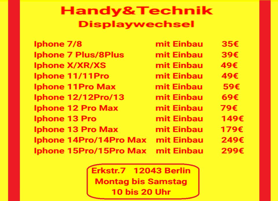 SOFORT Reparatur iPhone 5 5S 6 6S 6Plus 7 8 XS 11P  Handy Display in Berlin