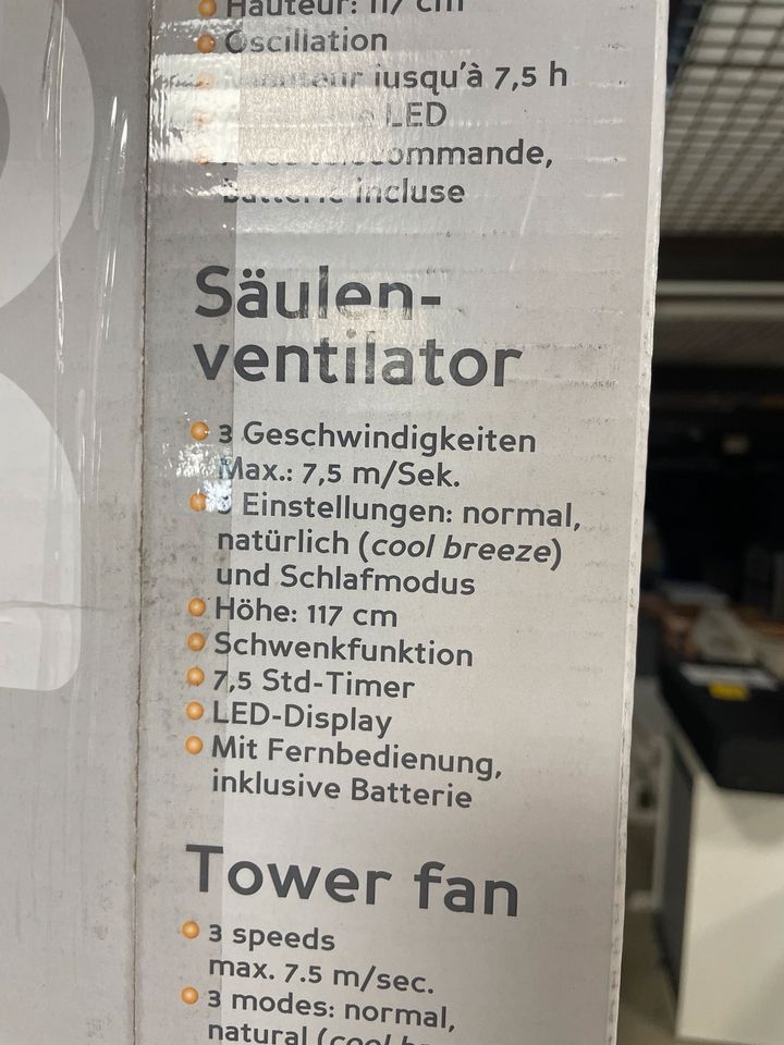 Turmventilator schwarz/silber Neu in Großostheim
