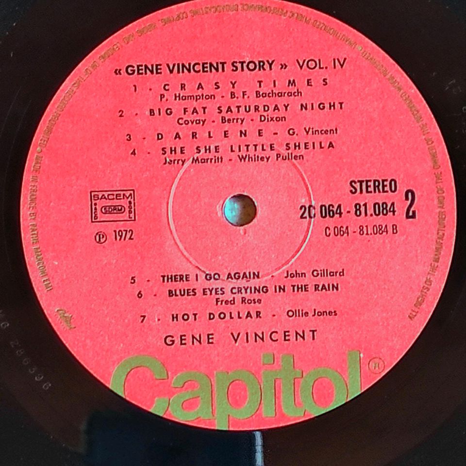 Vinyl-LP, Gene Vincent, 1960/62 Vol. 4 in Osnabrück