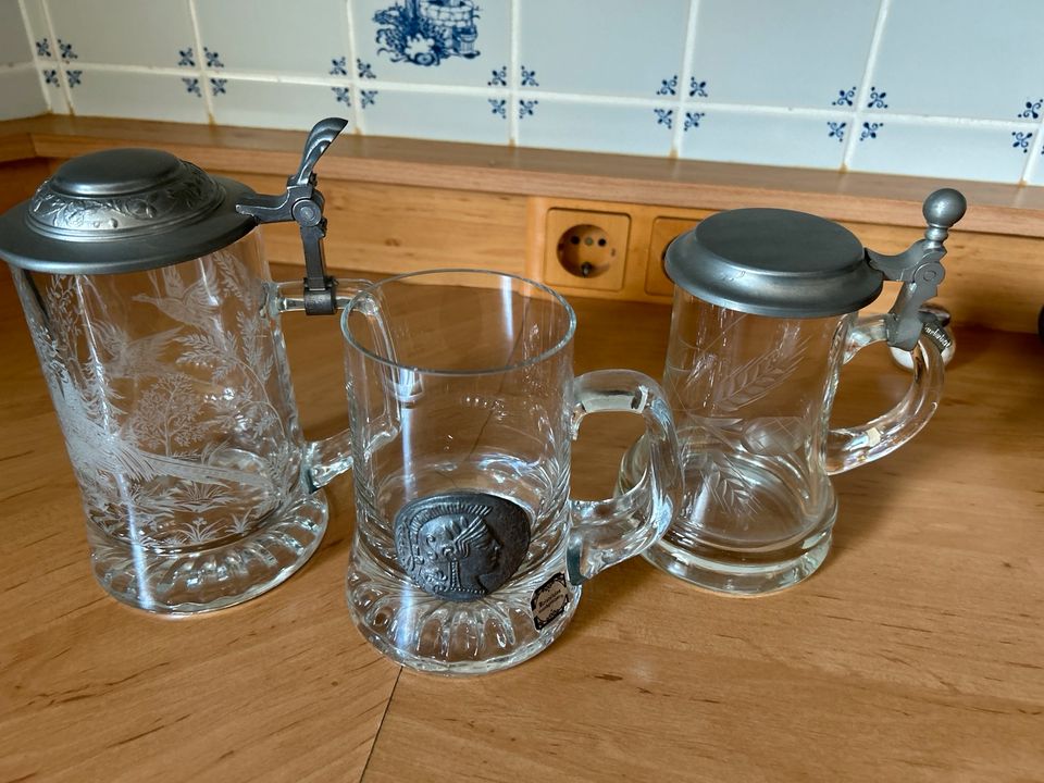 3 x Bierkrug Glas Zinndeckel Bleikristall in Niedersachsen - Oldenburg |  eBay Kleinanzeigen ist jetzt Kleinanzeigen