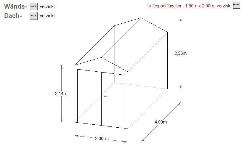 Schuppe 2x4m Fertiggaragen Garage Blechgarage Lager |9382! in Schwäbisch Hall