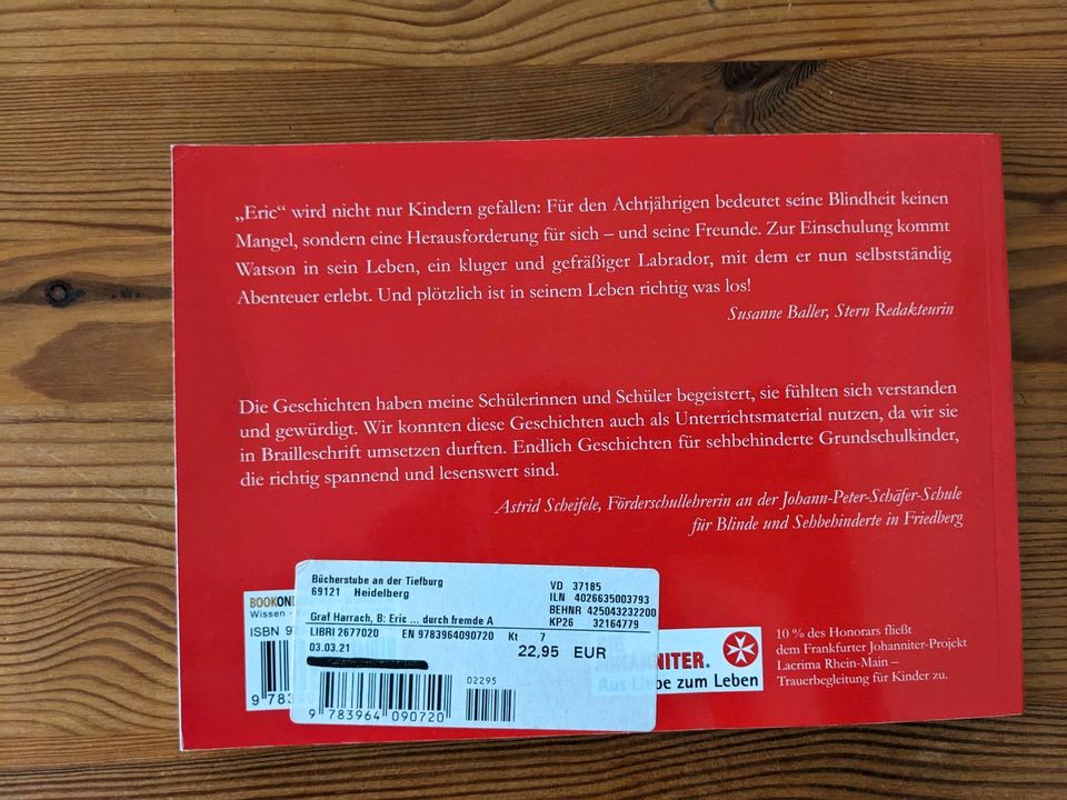 Buch Kinderbuch Eric durch fremde Augen Blindheit Behinderung in Heidelberg