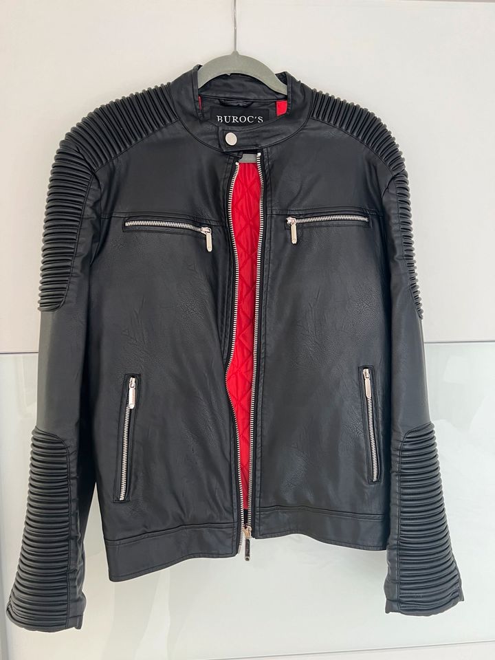 Buroc‘s Lederjacke / Bikerjacke mit gesteppten Bereichen in München