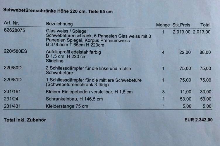 Kleiderschrank von Porta,B=378.5cm,T=65cm,H=220cm in Haldensleben