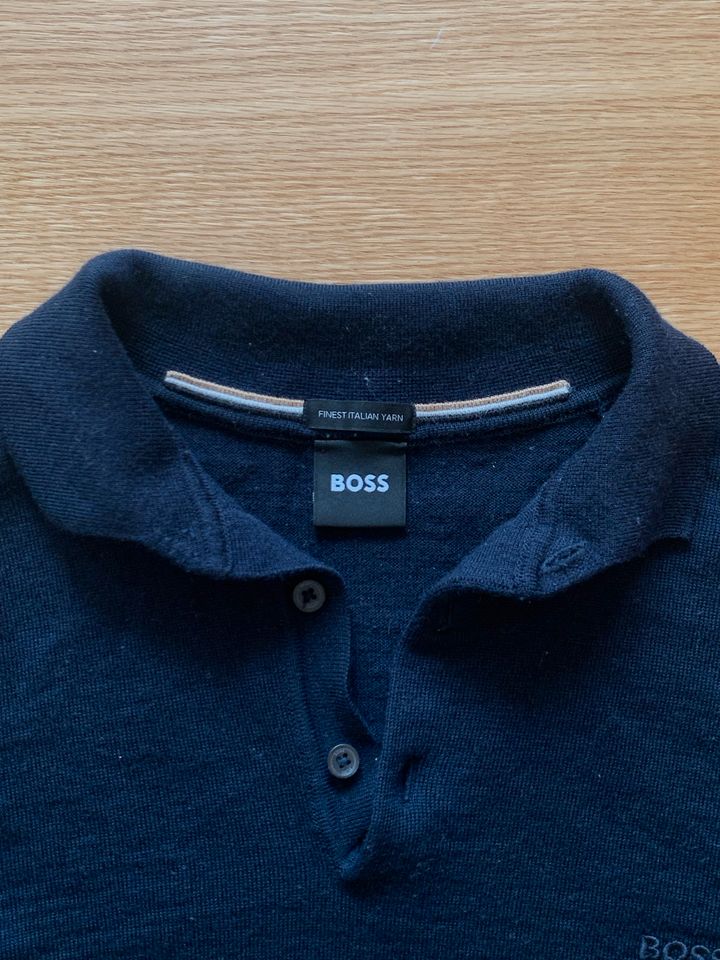 Boss Hugo Boss Polo Pullover Langarm Poloshirt blau in Düsseldorf