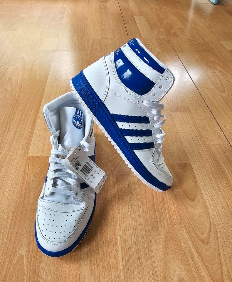 Neu Adidas Top Ten High Sneaker 44 Leder Weiß Blau in Berlin