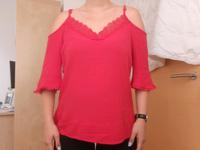 Rotes schulterfreies Shirt Gr. 34 | Spaghettiträger Spitze Dresden - Dresden-Plauen Vorschau