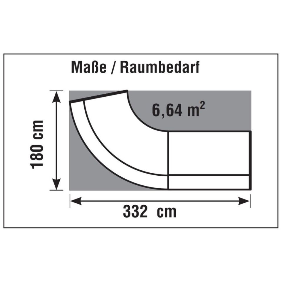 Bogentheke / Empfangstresen, B 332 × H 112 × T 180 cm, weiß/anth. in Wennigsen