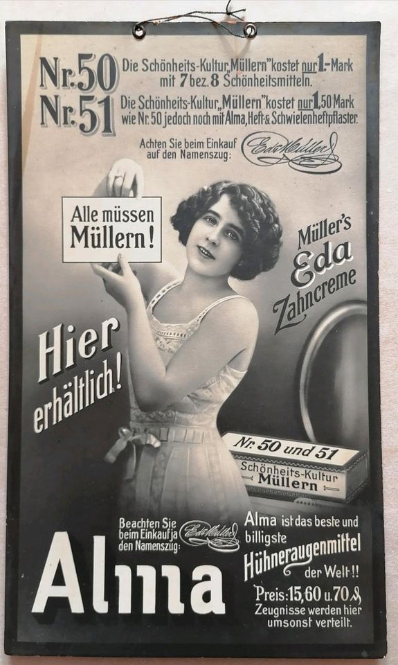 Alte Werbung 1915 Eda Müller Drogerie in Herrnhut