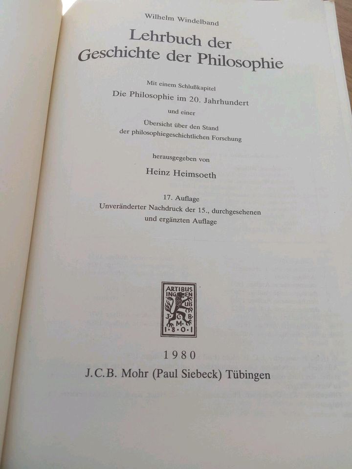 Wilhelm Windelband Lehrbuch der Geschichte der Philosophie in Bielefeld