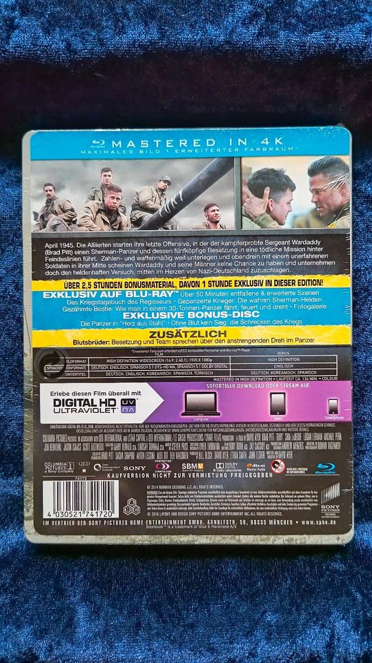 Fury - Herz aus Stahl - Steelbook Edition (Blu-ray) - NEU/OVP in Hamburg