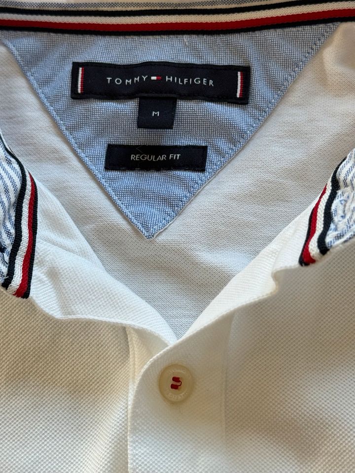 TOMMY HILFIGER POLOSHIRT Gr M weiß neuwertig in Wöllstein