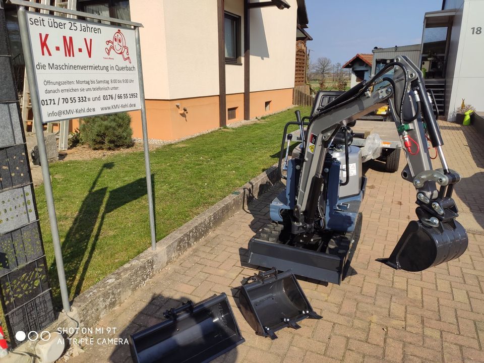 Micro Bagger Führerschein B 750kg Anhänger reicht aus VERMIETUNG in Kehl