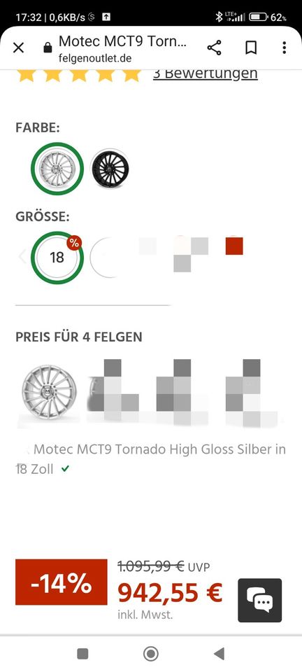 1x MOTEC MCT 9 TORNADO 18x8,5J (neu) Ersatzfelge in Hürtgenwald