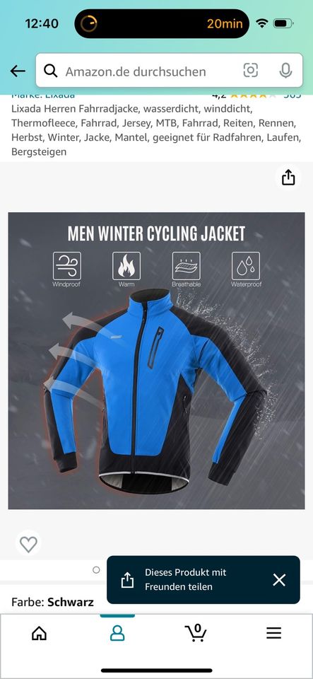 LIXADA Herren Thermojacke Gr. XXL „Laufen, Fahrrad, Wandern“ in Wetzlar