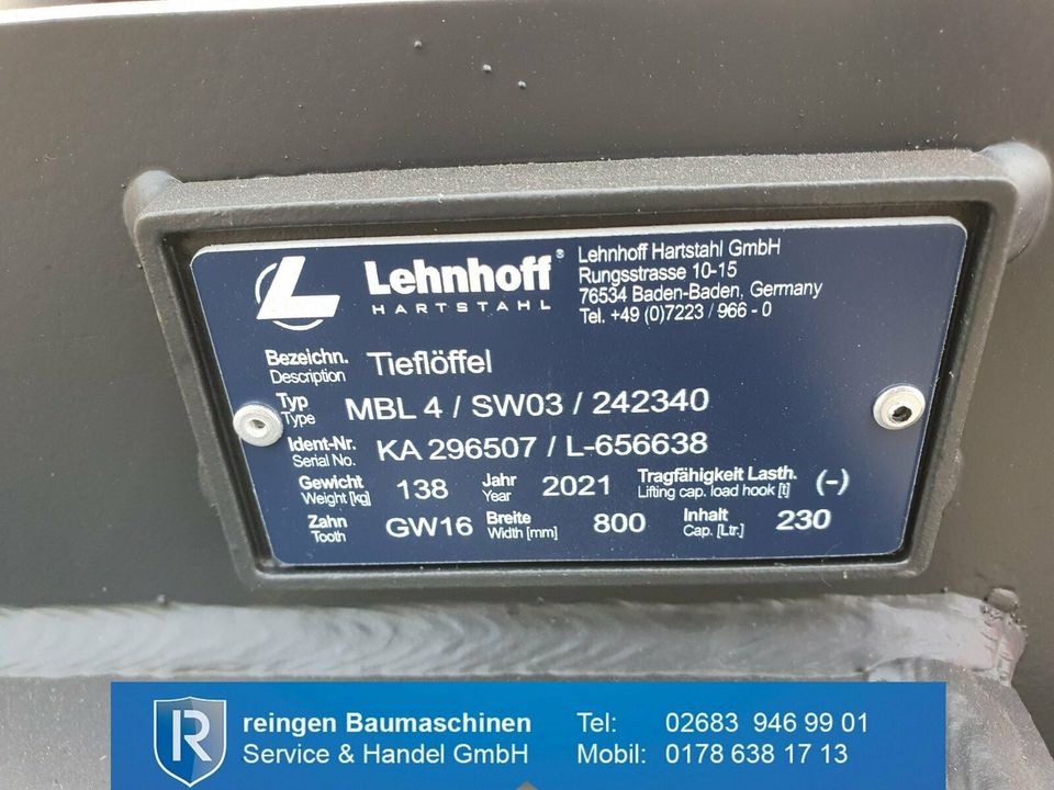 Lehnhoff Tieflöffel MBL4 SW03 -Neu- in Buchholz (Westerwald)