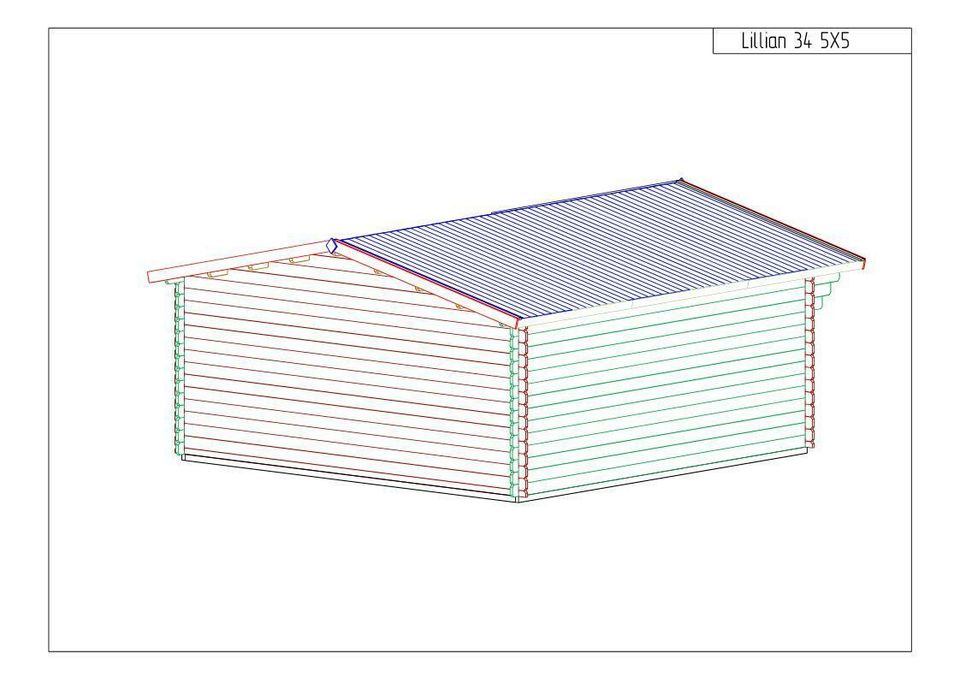 Gartenhaus 5 x 5m 34mm Holz Partyhaus Freizeithaus Blockhaus in Egeln