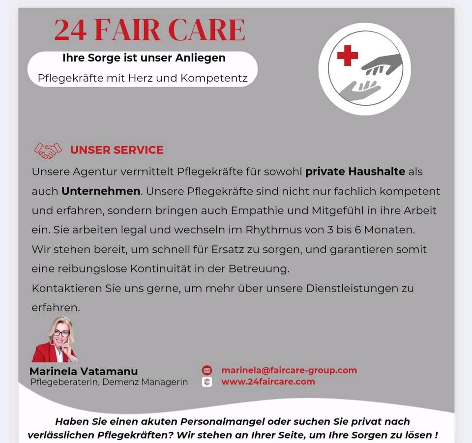 24h Pflegekräfte mit Herz & Kompetenz privat statt Pflegeheim in Bremen
