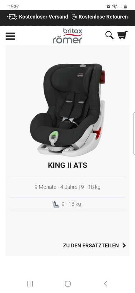 Autokindersitz Römer Britax King II ATS in Oberammergau