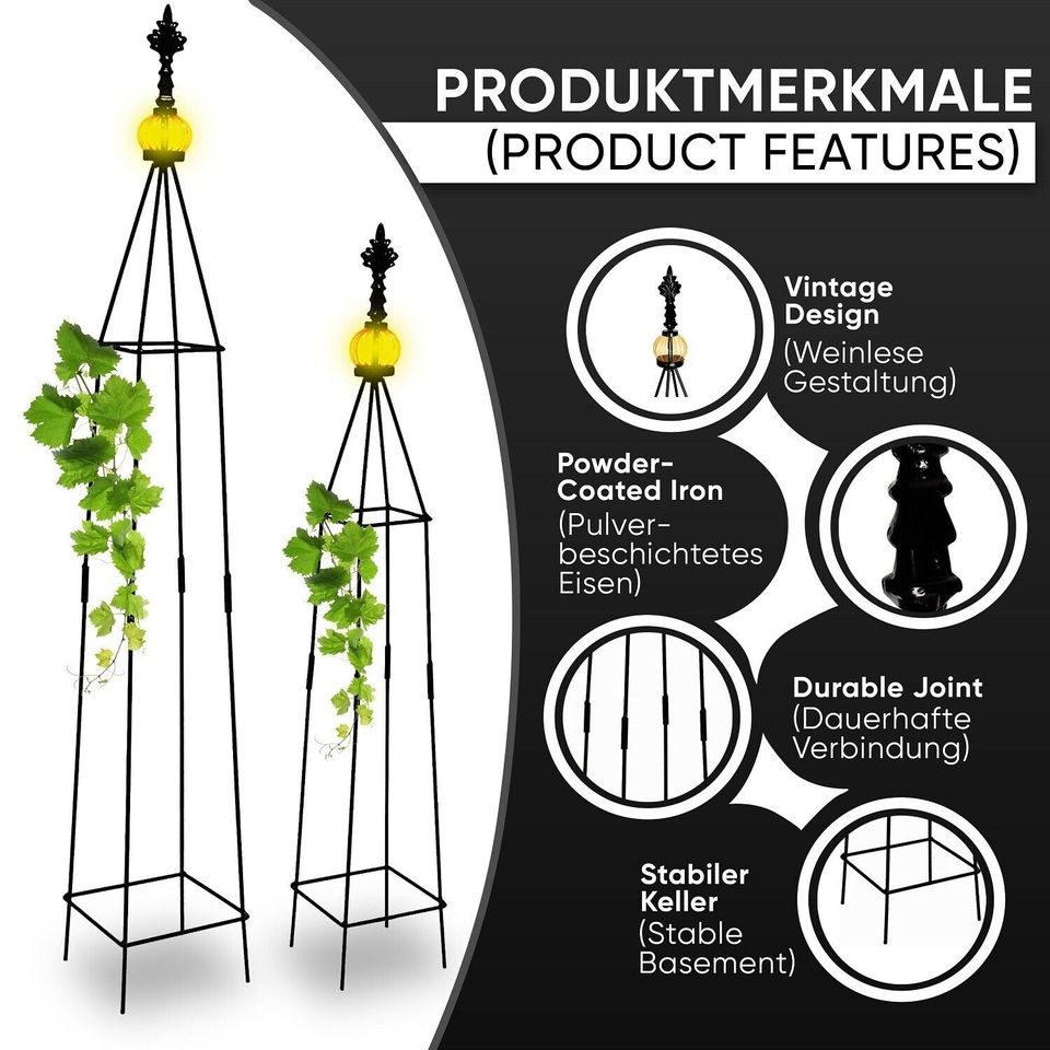 2er Set Rosenturm Rankhilfe Rosensäule Metall Rankgitter Pergola in Essen