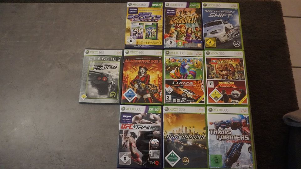 X-Box 360 Konsole mit 10 Spielen, viel Zubehör, Action Replay etc in Rheine