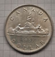 1 Dollar Kanada 1953 Kanu Pelzhändler Indianer Silbermünze 800er Rheinland-Pfalz - Urmitz Vorschau