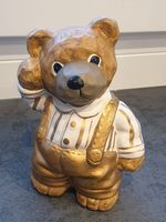 Teddybär Weihnachten, gold, Bär mit Latzhose, Dekofigur, Skulptur Bayern - Regensburg Vorschau