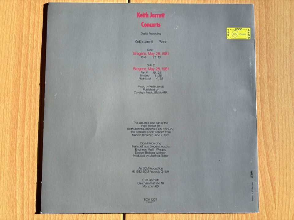 Keith Jarrett Concerts LP Vinyl in Eschweiler