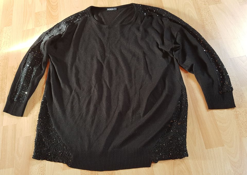 Damen – Pullover – schwarz – Gr. 48 – Janina – mit Pailettenbesat in Langenfeld