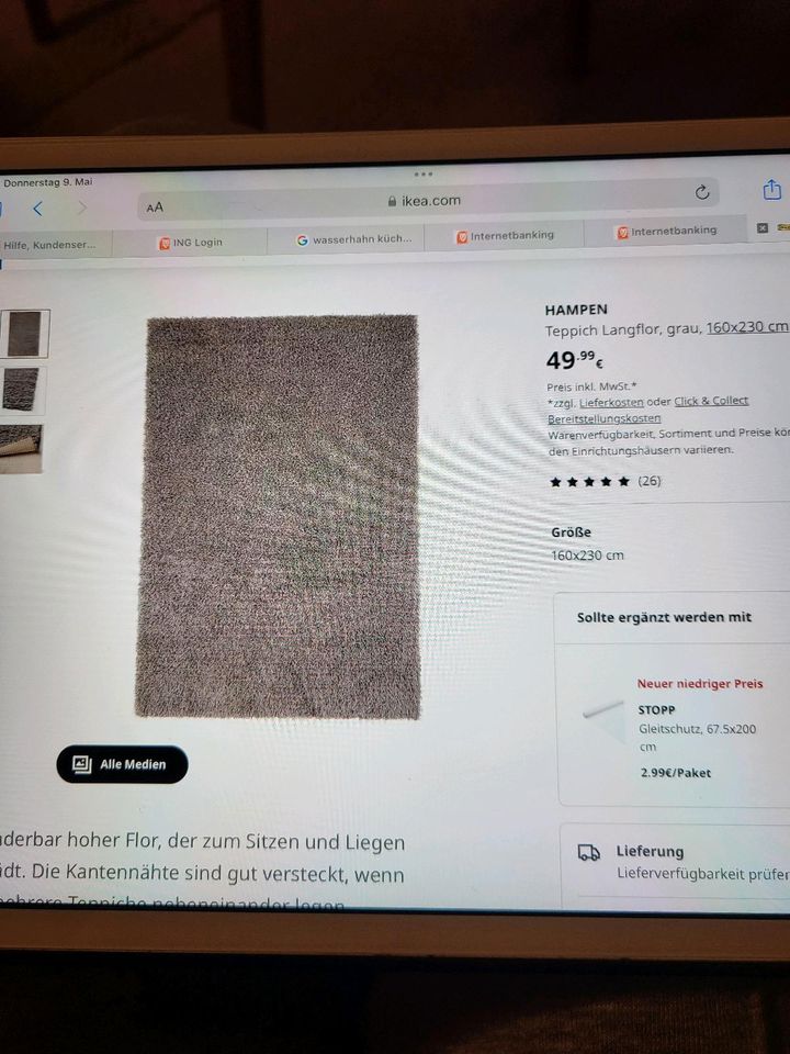 Ikea Hampen Teppich grau in Hannover