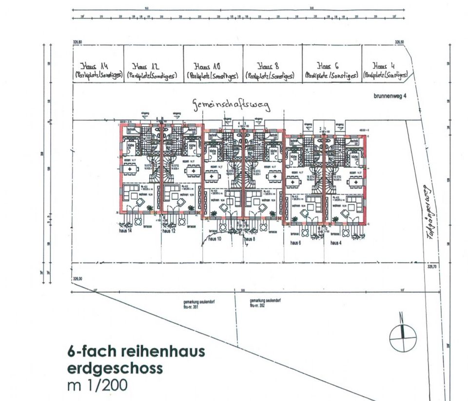 Grundstück mit Baugenehmigung für Neubau von 6 Reihenhäusern in Seukendorf in Seukendorf