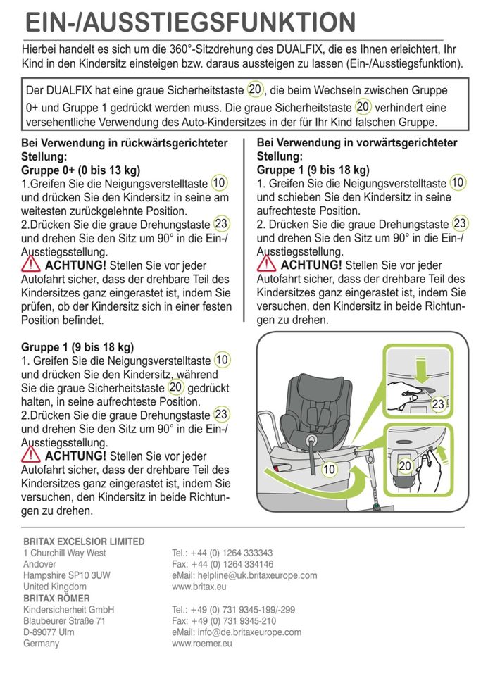 Britax Römer Dualfix 360° Kindersitz Reborder drehbar Isofix in Ichtershausen