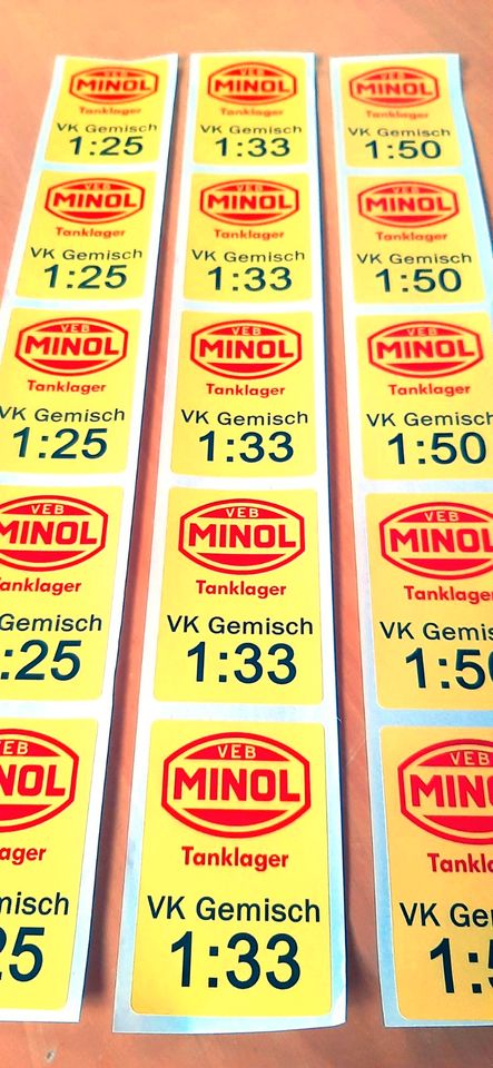 VEB Minol Tanklager Gemisch Aufkleber-Set 1:25/1:33/1:50 in Gera