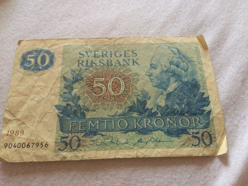 50 Kronen Banknote 1989 aus Schweden zu verkaufen in Lindau