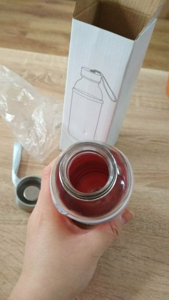 Glas-Flasche Take Well rot / transparent NEU OVP 450ml in Coburg